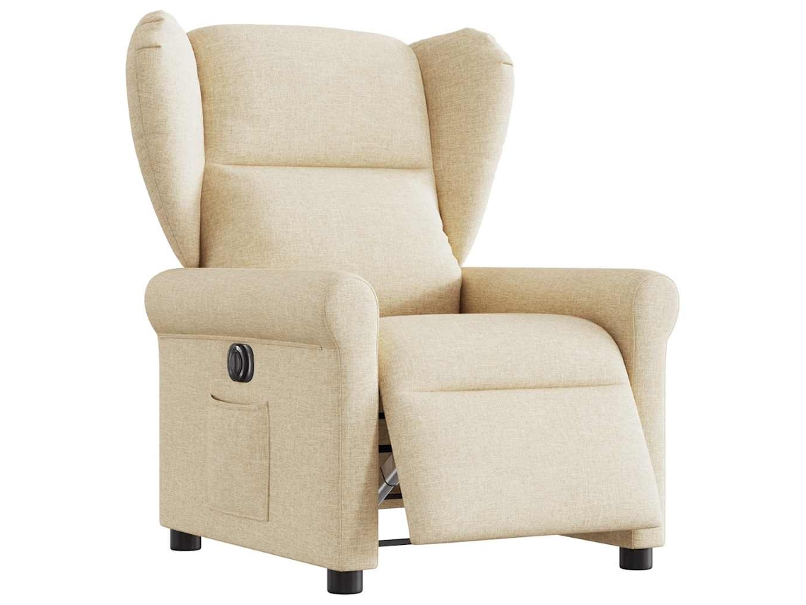 Vidaxl Poltrona Reclinável Elétrica Tecido Cor Creme