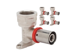 5 x Cotovelo fêmea com suporte de 3/4 para tubo multicamadas de 20 mm, uso com máquina de crimpagem, cinza Suinga
