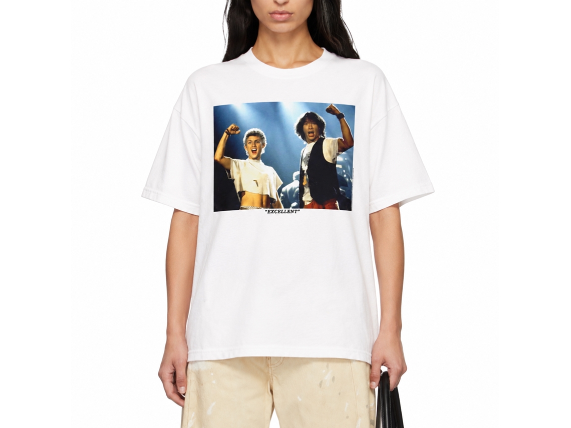 Rockinstone Bill And Ted Excellent Fists Up White Adult T-shirt Size:s
