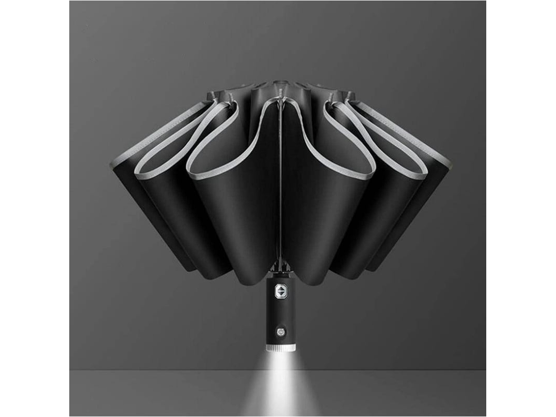 Guarda-chuva Triplo Plegável Invertido Com Abertura/fecho Automático Lateral Reflexivo E Lanterna Led