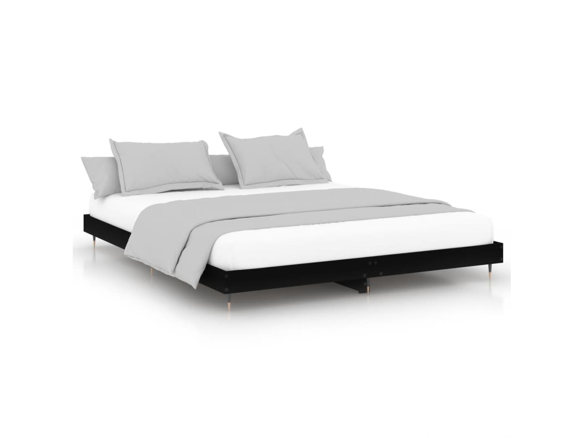 Bed Frame, Bed Frames Vidaxl Preto Madeira Processada (200 X 200 Cm)