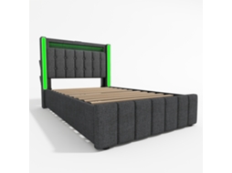 Cama Juvenil Estofada 90x200 com Usb e Gavetas PAPRIKA