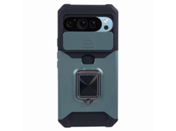 Compre Capa Com Suporte Para Google Pixel 9 Pro Xl, Tampa Deslizante Para Lente, Pctpu, Com Suporte Para Cartão, Verde-escuro