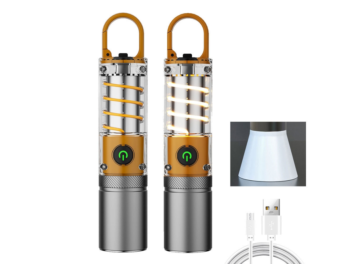 De Camping Multifuncional Com Laser Branco, Luz Forte E Iluminação Lateral Difusor