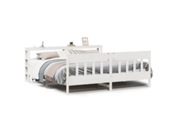 Cama Sem Colchão 180x200 cm Madeira de Pinho Maciça Branco MAISON EXCLUSIVE