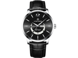 Lurelia Relógio Masculino, Movimento De Quartzo, Analógico, Data/calendário, Luminoso, Couro, Abs, Resistente À Água, Preto, Dourado