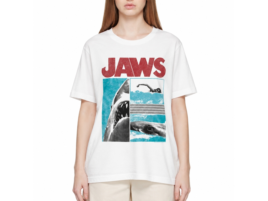 Rockinstone Jaws Movie Panels White Adult T-shirt Size:xl