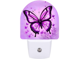 Luminária Noturna em Formato Borboleta Roxa, com Sensor LED, Luz Noturna Suave Branca para Banheiro