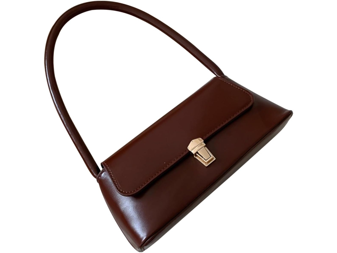 Bolsa Feminina Casual De Ombro Em Couro Pu Marrom Escuro, Pequena E Macia, Estilo Vintage.