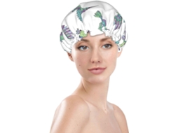 Touca De Banho Feminina, Reutilizável, Impermeável, Dupla Camada, Com Elástico, Ideal Para Cabelos Longos, Estampa De