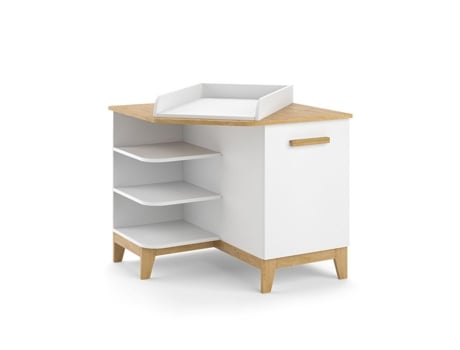 Comoda De Mudar Malia, 85x85.2cm Com Porta, Branco/ Carvalho, Vitalispa