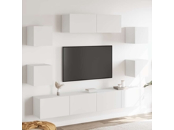 Vidaxl Conjunto Móveis De Tv 7 Pcs Madeira Processada Branco