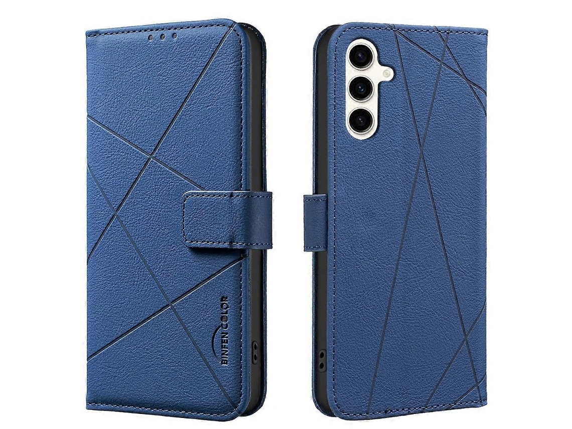 Capa De Couro Para Celular Com Padrão Geométrico Rfid