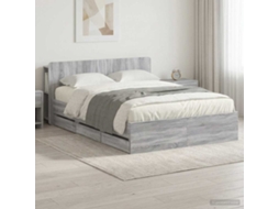 Vidaxl Estrutura De Cama Com Armazenamento E Cabeceira Sonoma Cinzento