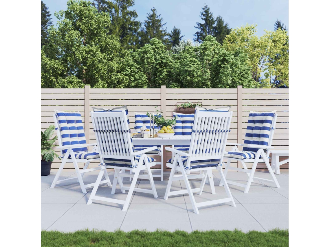 Vidaxl Almofada De Exterior 6 Unid. Tecido Azul E Branco