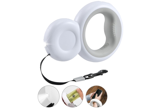 Guia Retrátil com Luz Led e Suporte para Sacos de Cocô Guia Extensível de 10 Ft para Cães com Até 66 Lbs KOFIHETY