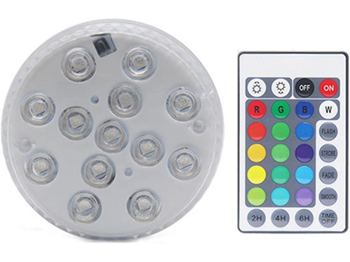 Lâmpada subaquática LED controlada por remoto RGB 13 com bateria para piscina e aquário GOKOCO