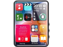 Leitor de MP3 de 4 GB, Leitor de MP4, Bluetooth, Tela de 4 polegadas, Alto-falante, Leitor de e-books com tela sensível ao toque de 2,4 polegadas e memória para vídeos.