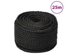 Vidaxl Corda De Trabalho 10 Mm 25 M Poliéster Preto