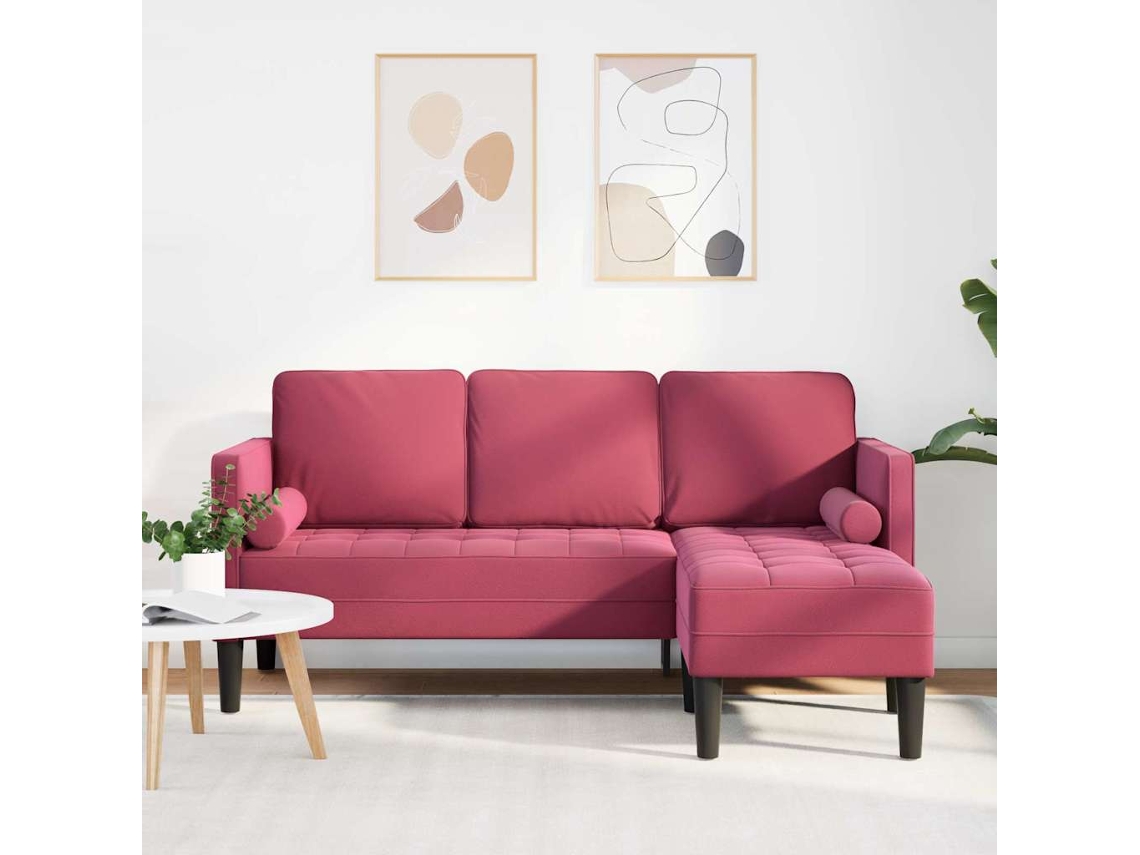 Vidaxl Conjunto De Sofás Com Almofada Vinho Vermelho Poliéster