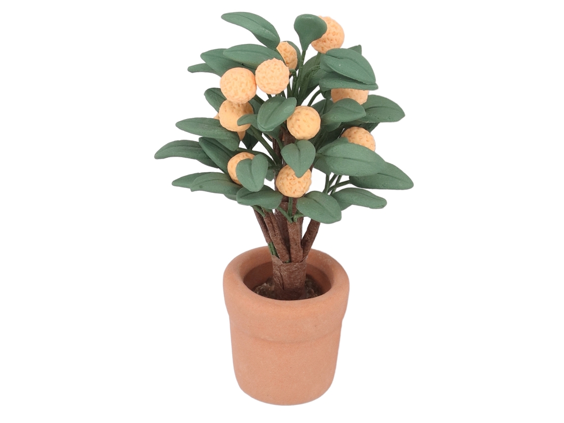 Mini Bonsai De Laranja Em Cerâmica Para Casinha De Bonecas Escala 1:12 Decor