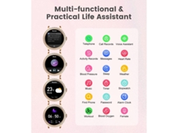 Smartwatch Lige Para Mulheres Chamada Bluetooth Relógio Fitness Feminino De 1.32 Com Monitoramento De Pressão Arterial/oxigênio/frequência Yunzii
