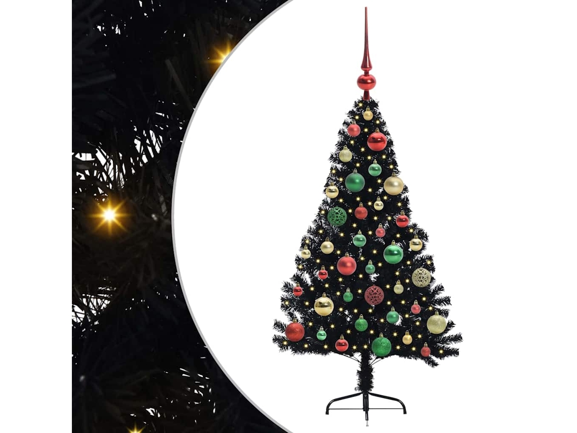 Árvore De Natal Artificial Iluminada Vidaxl Preto Pvc (120 Cm)