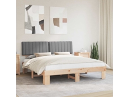 Vidaxl Estrutura de Cama com Cabeceira Estofada Cinzento claro