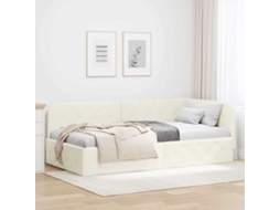 Vidaxl Estrutura De Cama De Canto Creme 100 X 200 Cm Veludo
