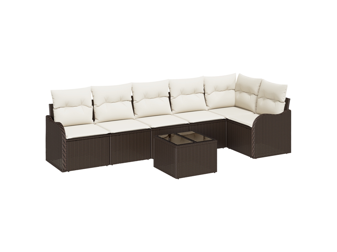 Conjunto 7 Conjunto De Sofá De Jardim Vidaxl Castanho Vime Pe (287,5 X 122,5 X 69 Cm)