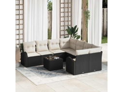 Vidaxl Conjunto De Sofá De Jardim 9 Unid. Preto Vime Pe