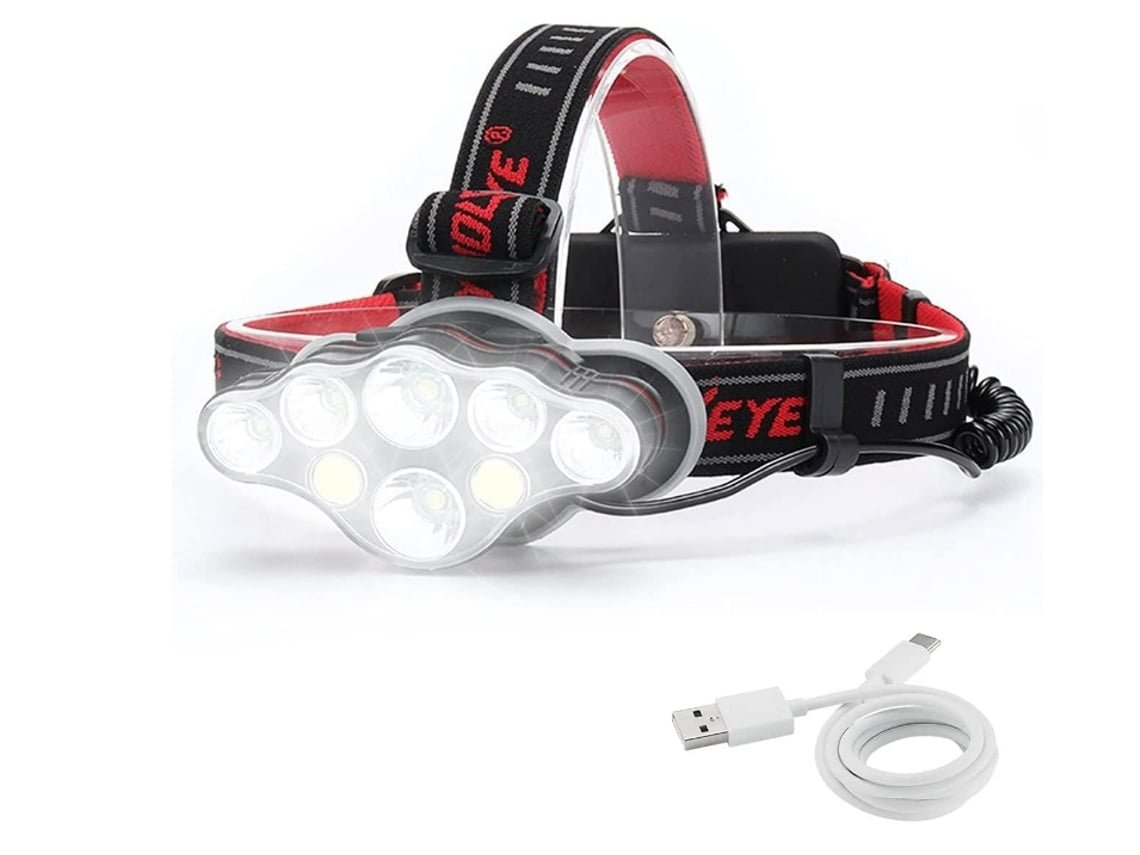 Lanterna Principal 8 Modos de Iluminação Farol Led Recarregável Super Brilhante 18000 Lúmens Ipx4 para Ciclismo Caminhadas Bisbisous VIGA EUROPE