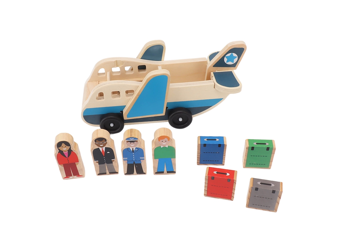 Mali brinquedo de Blocos de Madeira Modelo Avião com Boneco e Mala para Educação Infantil Precoce