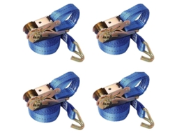 Correas de Aperto com trinquete, ganchos J, 25mm, 5m, 4 peças, resistente, 1700lbs