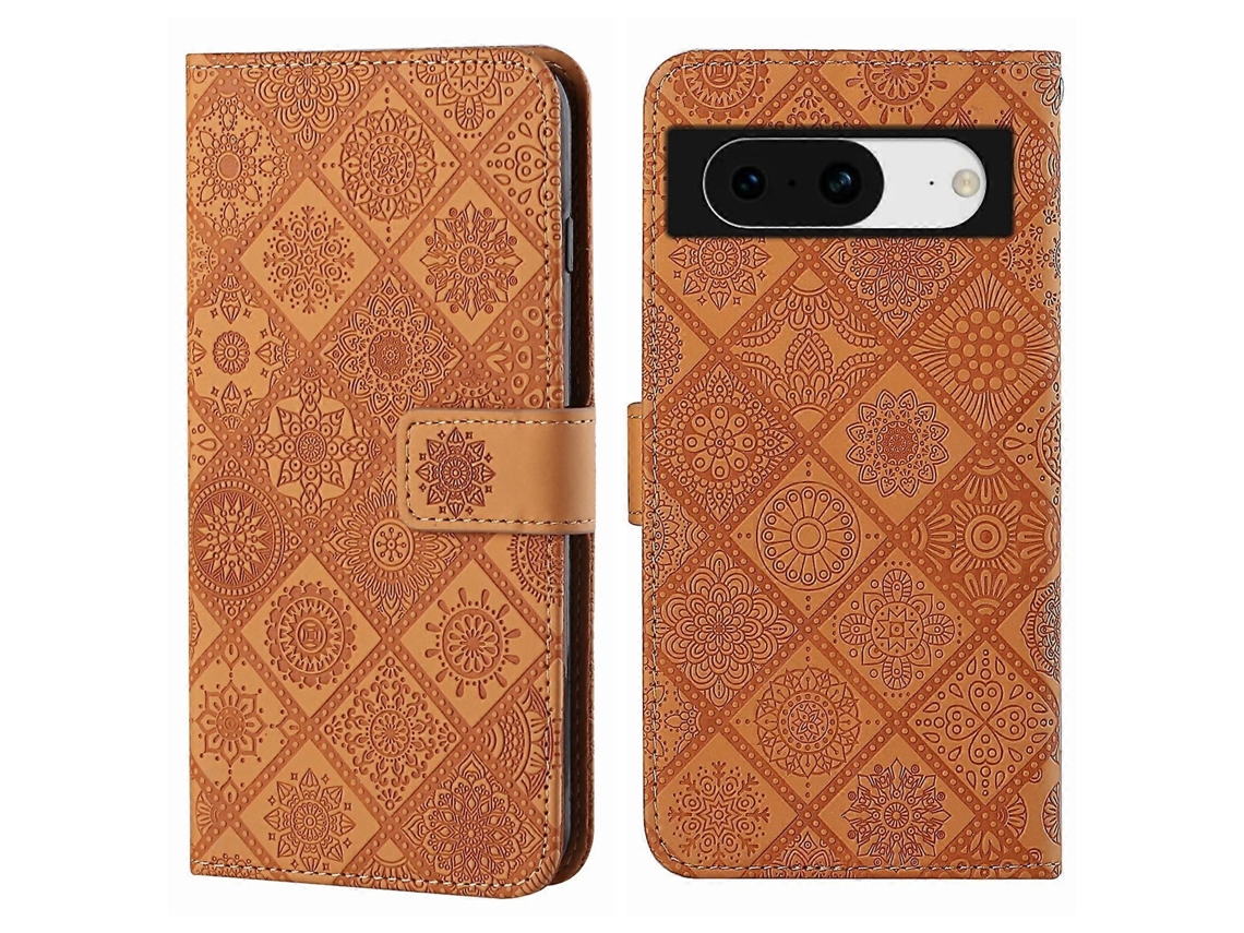 Capa De Couro Para Celular Com Padrão Étnico Em Relevo