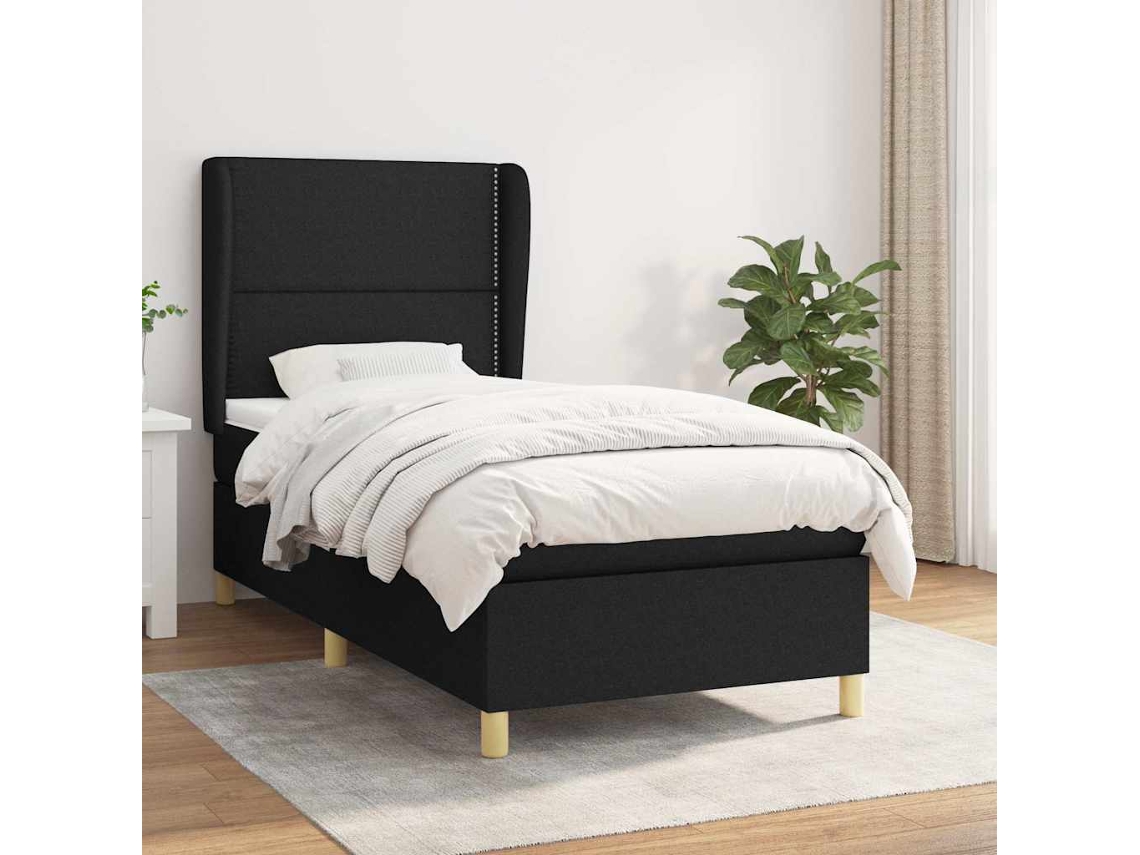 Vidaxl Cama Com Molas/colchão 100x200 Cm Tecido Preto