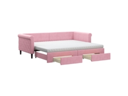 Sofá-cama com gavetão VIDAXL Cor-de-rosa Veludo (90x200 cm)