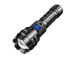 A lanterna mais brilhante do mundo, 200.000 lúmens, display de carregamento, melhor holofote LED recarregável (preto)