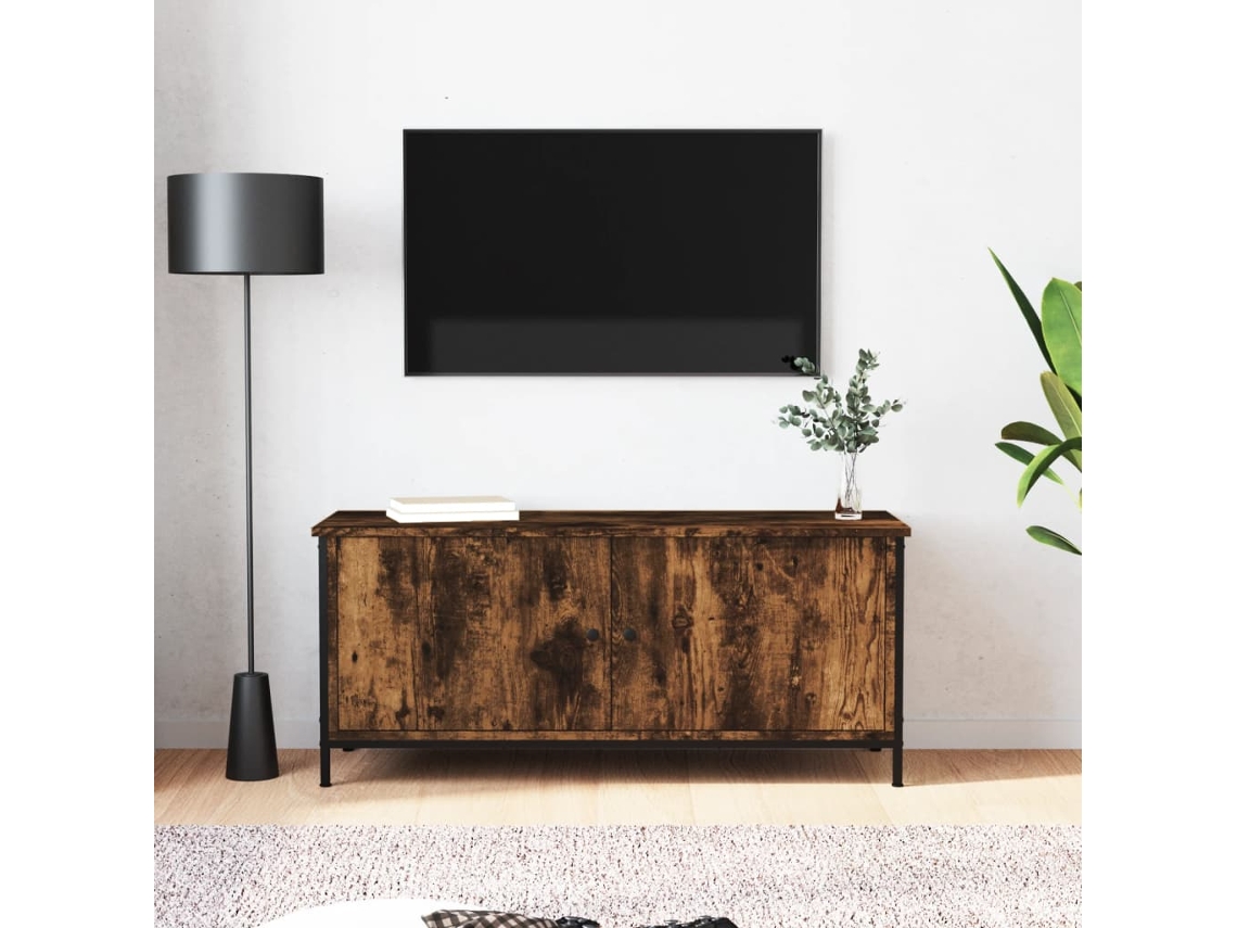 Vidaxl Móvel Tv C/ Portas 102x35x45 Cm Deriv. Madeira Carvalho Fumado