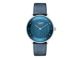 (azul) Relógio De Pulso Feminino Casual Fino E Resistente À Água Com Pulseira De Couro E Movimento De Quartzo, Ideal Para Estudantes.