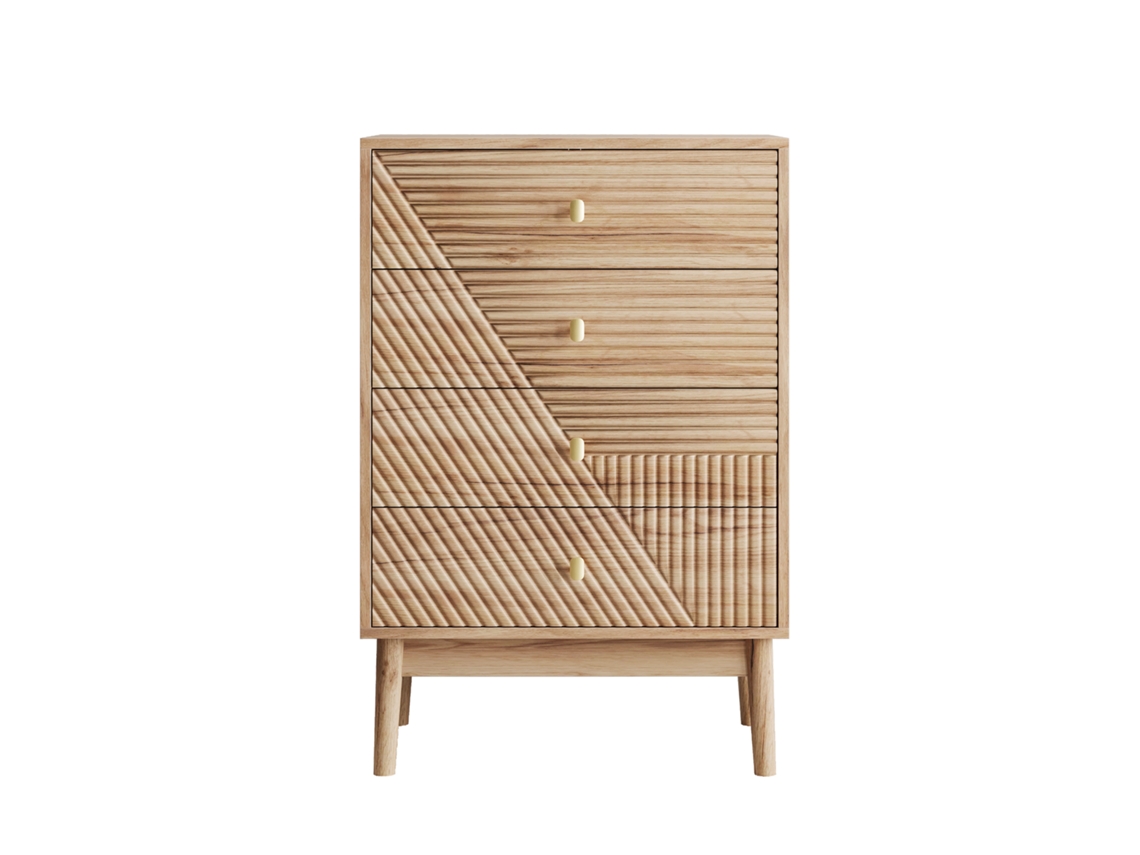 Cômoda Moderna com Quatro Gavetas em Madeira,ideal para Quarto,sala e Corredor,armazenamento Elegante em Cor de Carvalho ORBITRA COMMERCE