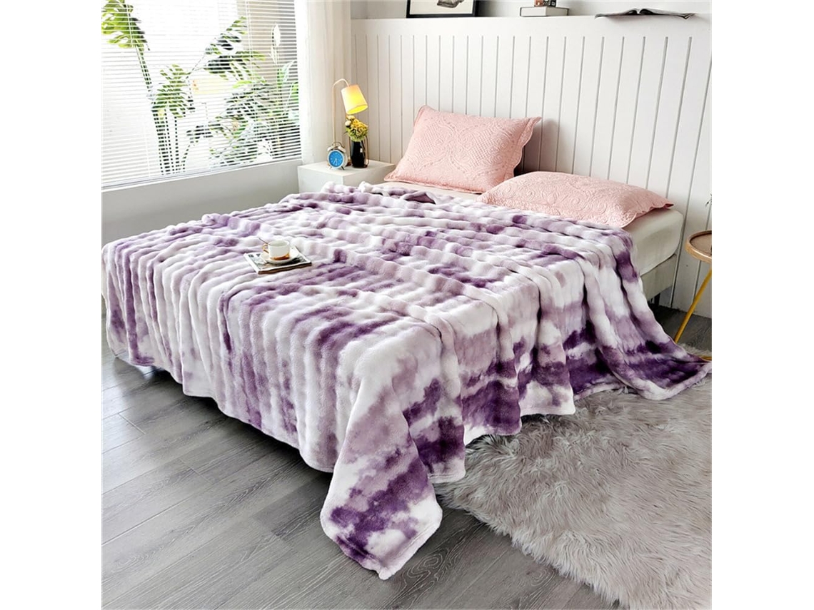 Manta Fansu Super Macia de Veludo com Estampa Tie dye Fofa Colcha Lençol Quente Inverno Pele Sintética 150x200