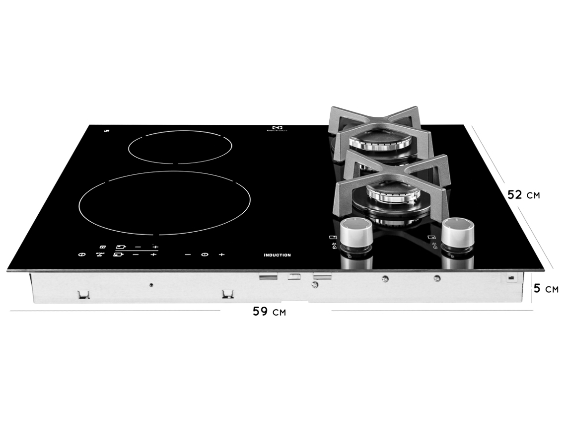 Placa de Gás e Indução ELECTROLUX EGD6576NOK (Elétrica e Gás Natural - 59 cm - Preto)