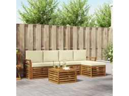 Vidaxl Conjunto De Sofás Para Exterior 6 Unid. Natural E Creme