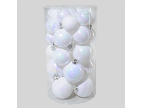 Conjunto de Enfeites de Natal EMINZA Variados Brancos Alpinos Multicor - 30un (4 cm)