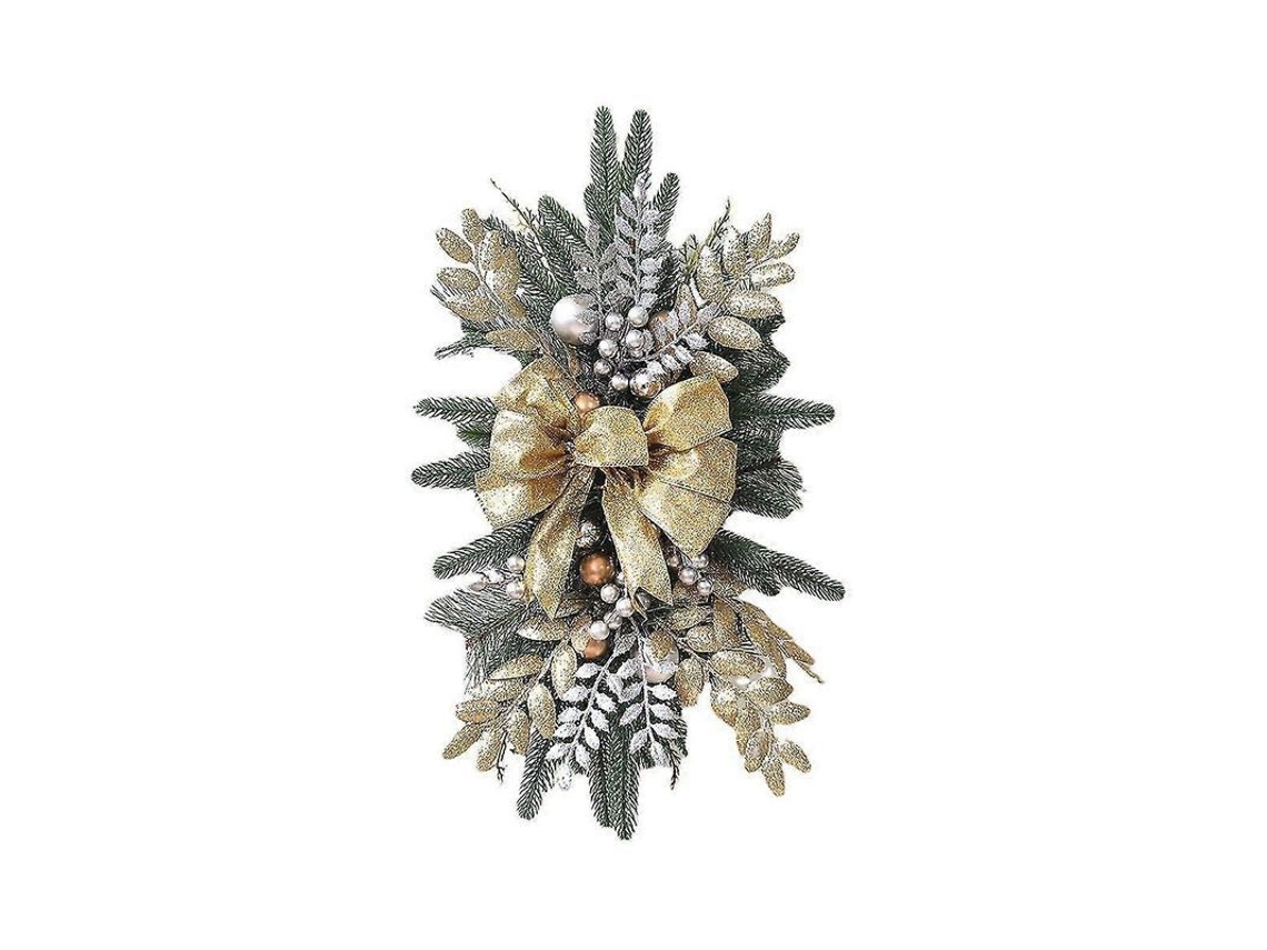 Guirlanda De Natal Para Escadas, Porta, Lareira, Janela, Exterior E Interior - Dourado 45x20cm Oro