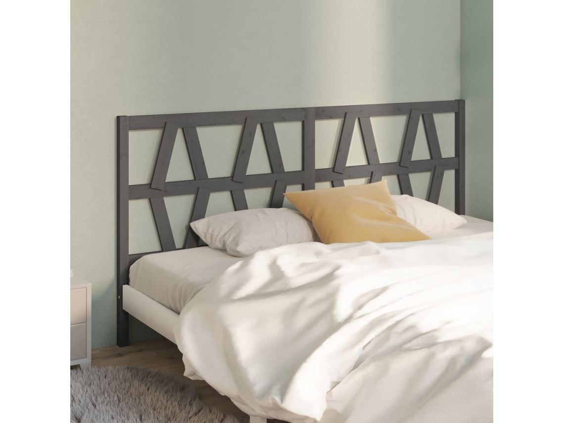 Vidaxl Cabeceira De Cama 206x4x100 Cm Pinho Maciço Cinzento