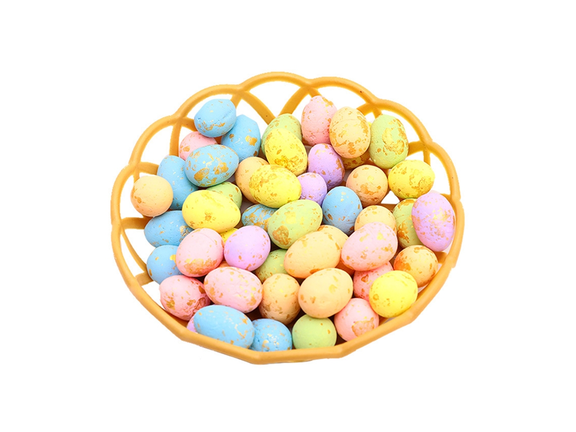 Ovos de Páscoa coloridos em espuma com cesta, 50 ovos com estilo 9 azul, simulação e cartoon LAXISCREED
