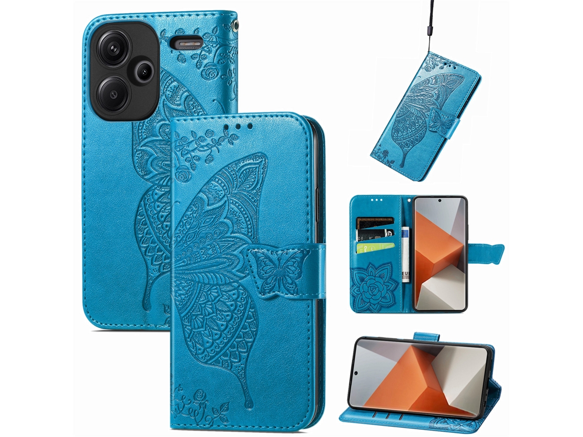 Capa Protetora Flip Com Relevoazul com Cabo, Redmi Note 12 Pro 5g