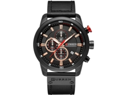 Relógio de Pulso À Prova DÁgua com Pulseira de Couro Cronógrafo 30M-Preto Azul